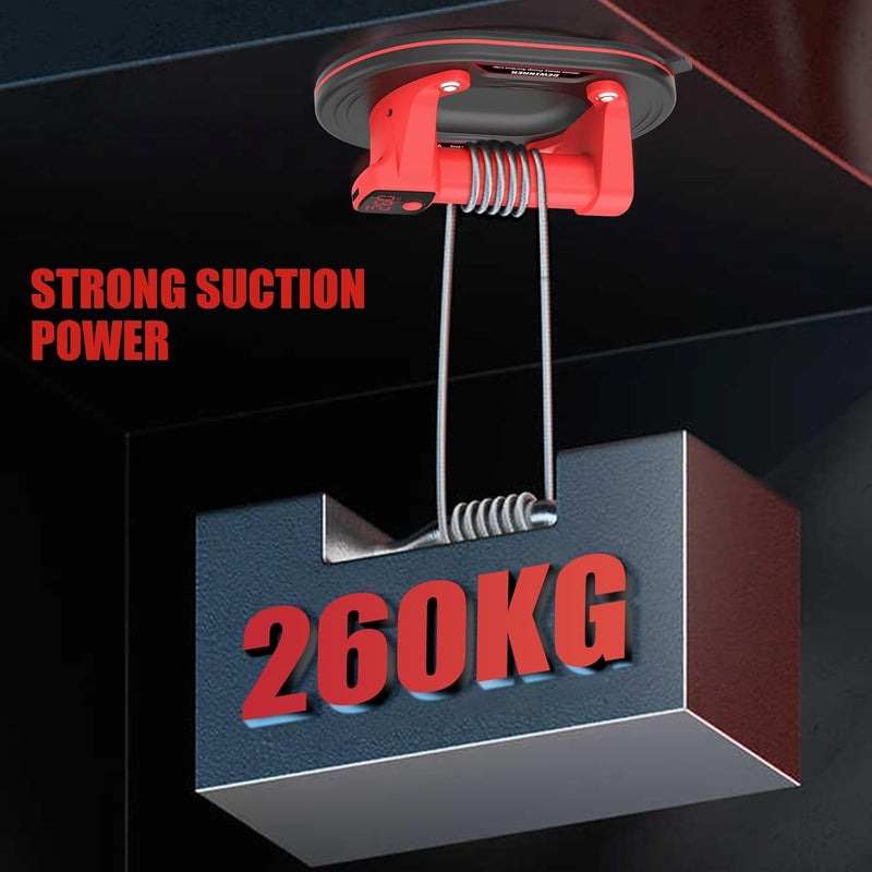 DEWINNER 10" Electric Glass Suction Cup Lifter, 600 LBS Max Load Vacuum Glass Lifter with 1200mAh Battery, Auto Start Pump, Industrial Strength Vacuum Suction Cup for Glass, Tile, Granite, Metal - Image 3